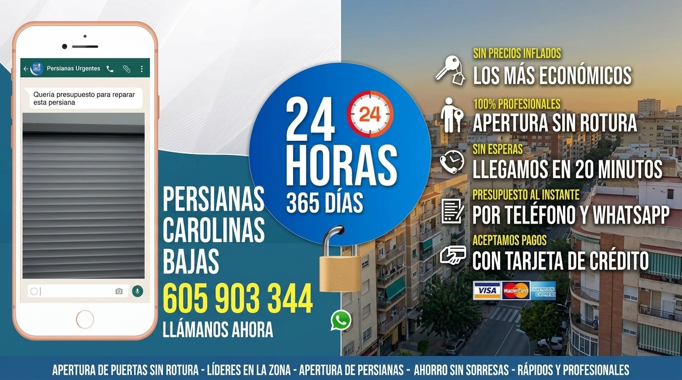Persianas Carolinas Bajas (Alicante) Reparación de Persianas Carolinas Bajas 24 Horas - Urgencias